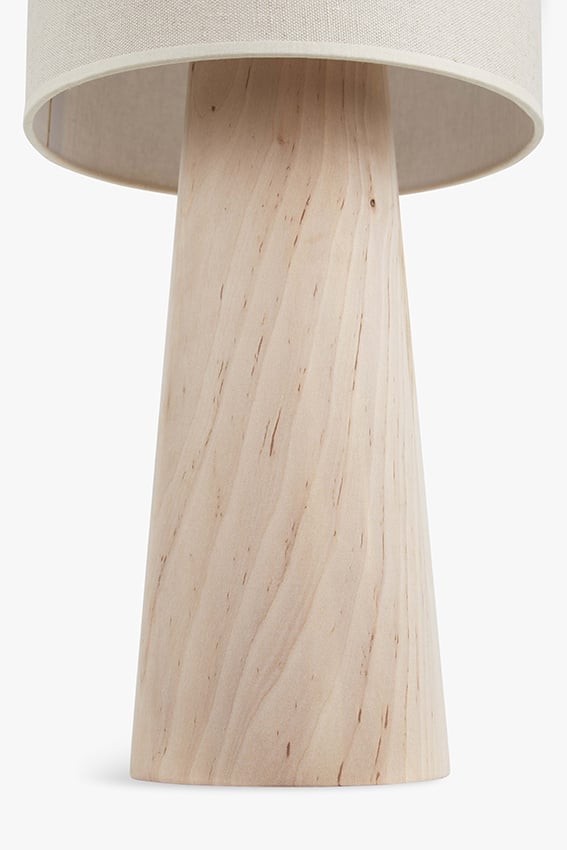 Exclusive table lamp Fay with wooden base and linen shade