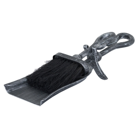 Silver Brushed Steel Crook Top Hearth Tidy Set -  - Hill Interiors -