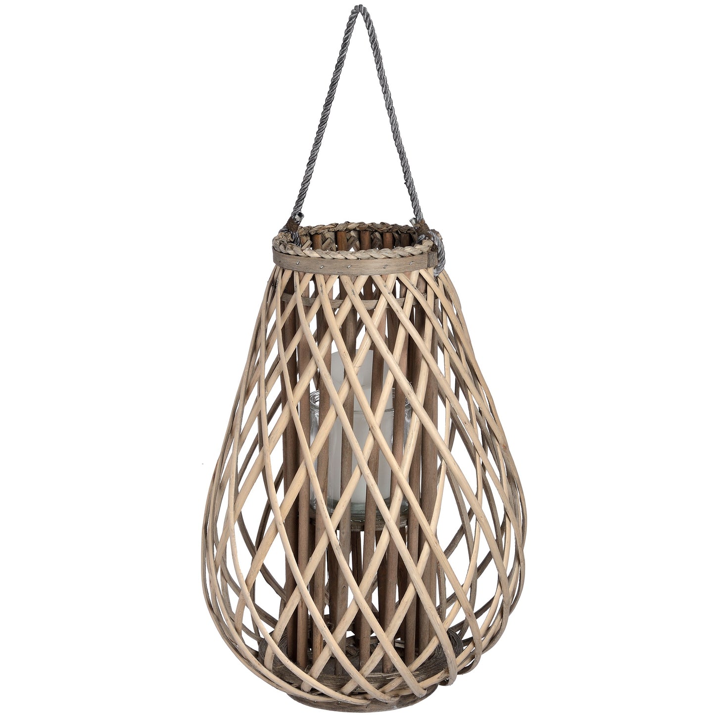Wicker Bulbous Lantern Large