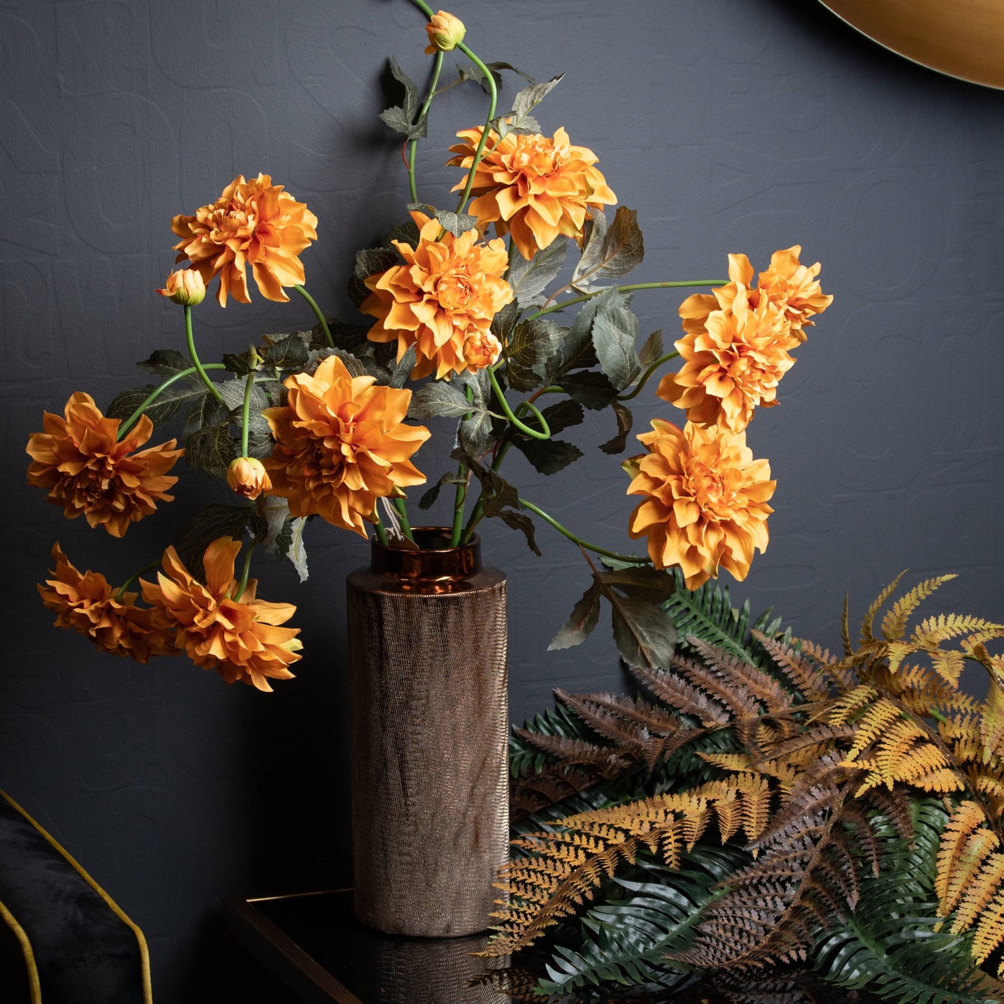 Orange Dahlia Spray -  - Hill Interiors -