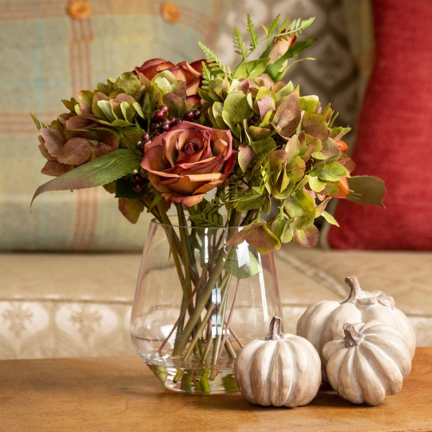 Set of Three Carved Wood Effect Pumpkins