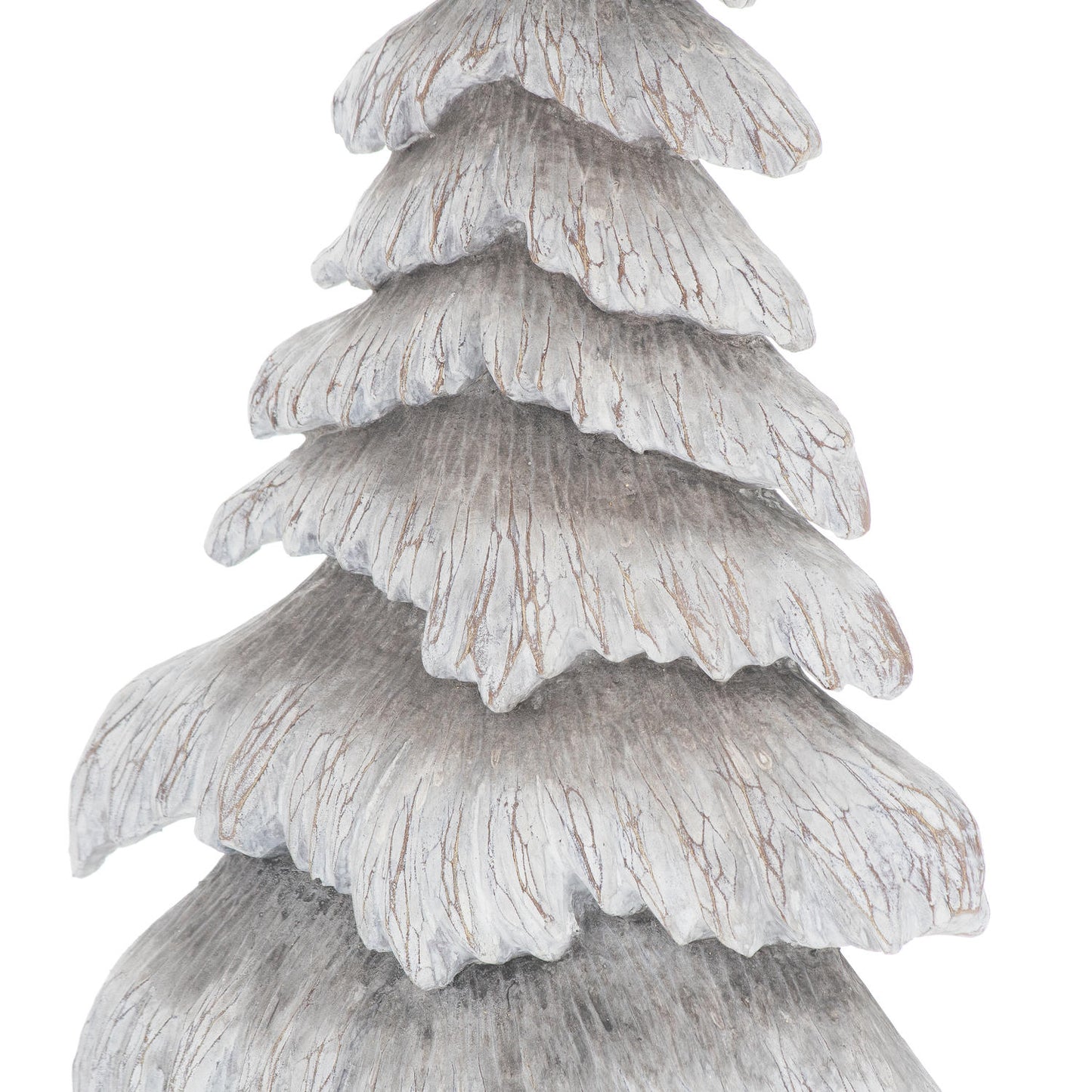 Carved Wood Effect Grey Snowy Tree Small