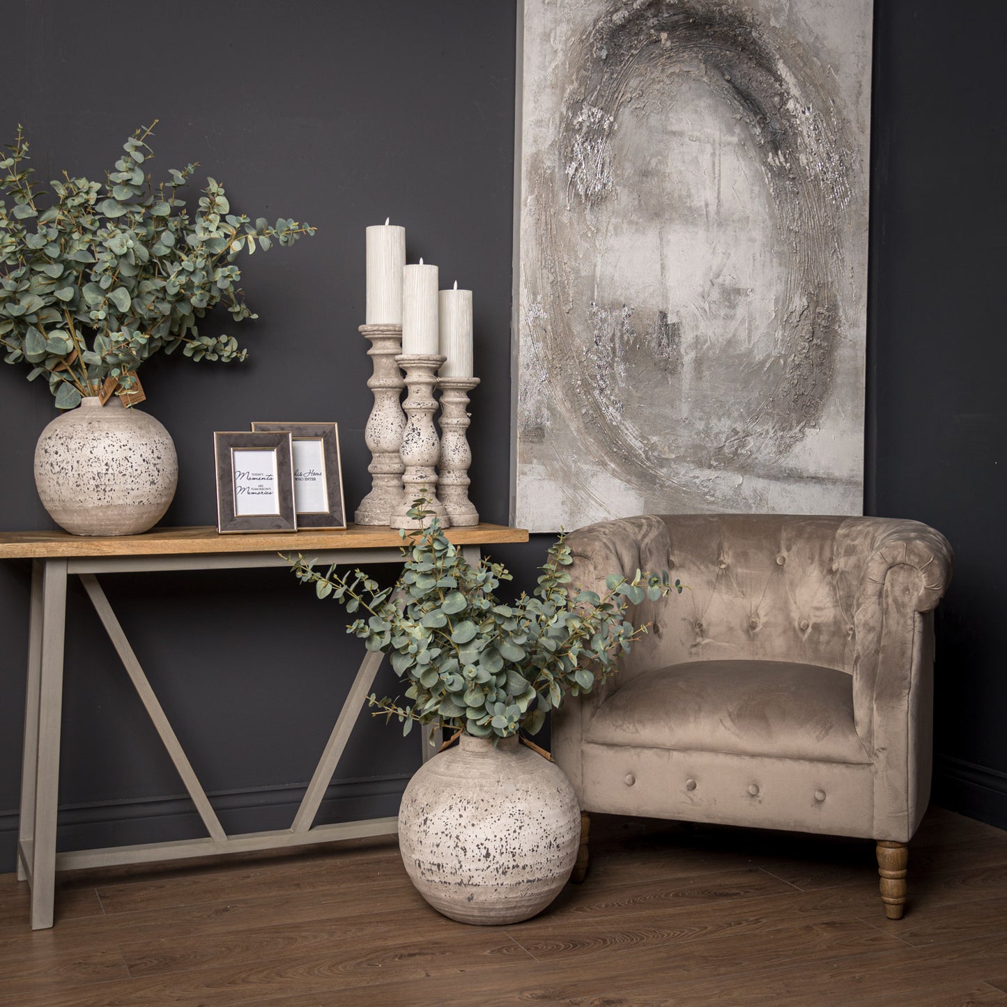 Tobias Aged Stone Ceramic Vase Medium