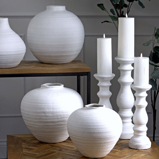 Aurelia Sculpted Ceramic Vase White Large - - Hill Interiors -