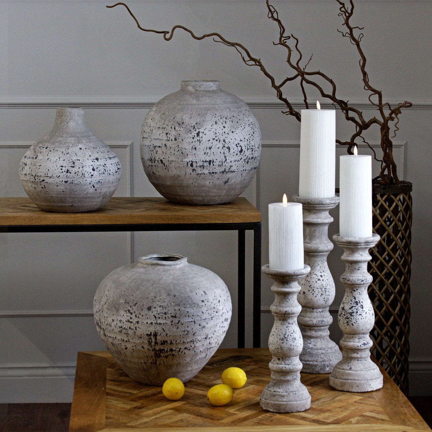 Aurelia Aged Stone Ceramic Vase Large