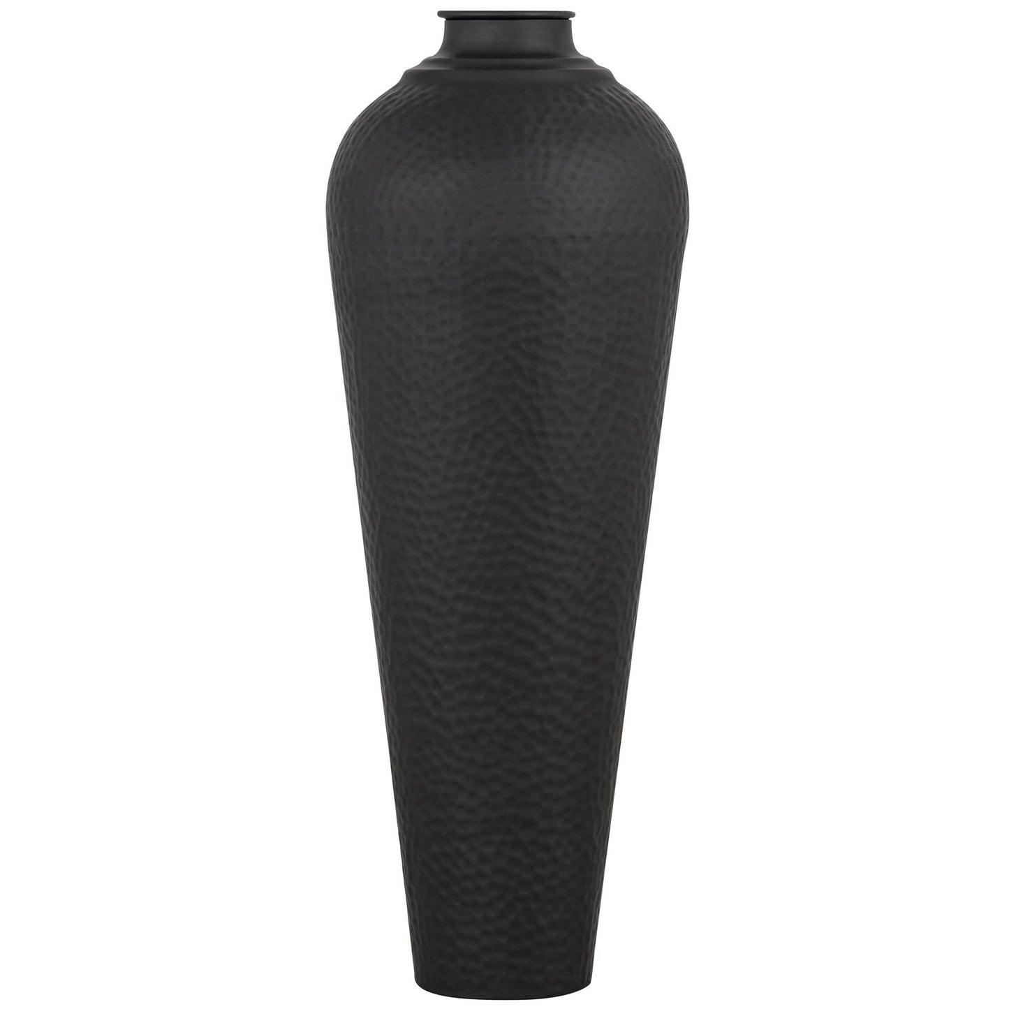 Matt Black Hammered Vase With Lid Medium