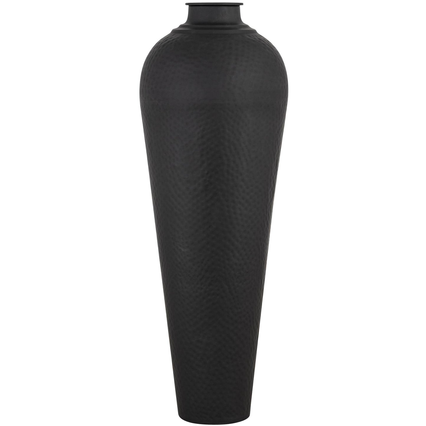 Matt Black Hammered Vase With Lid Large