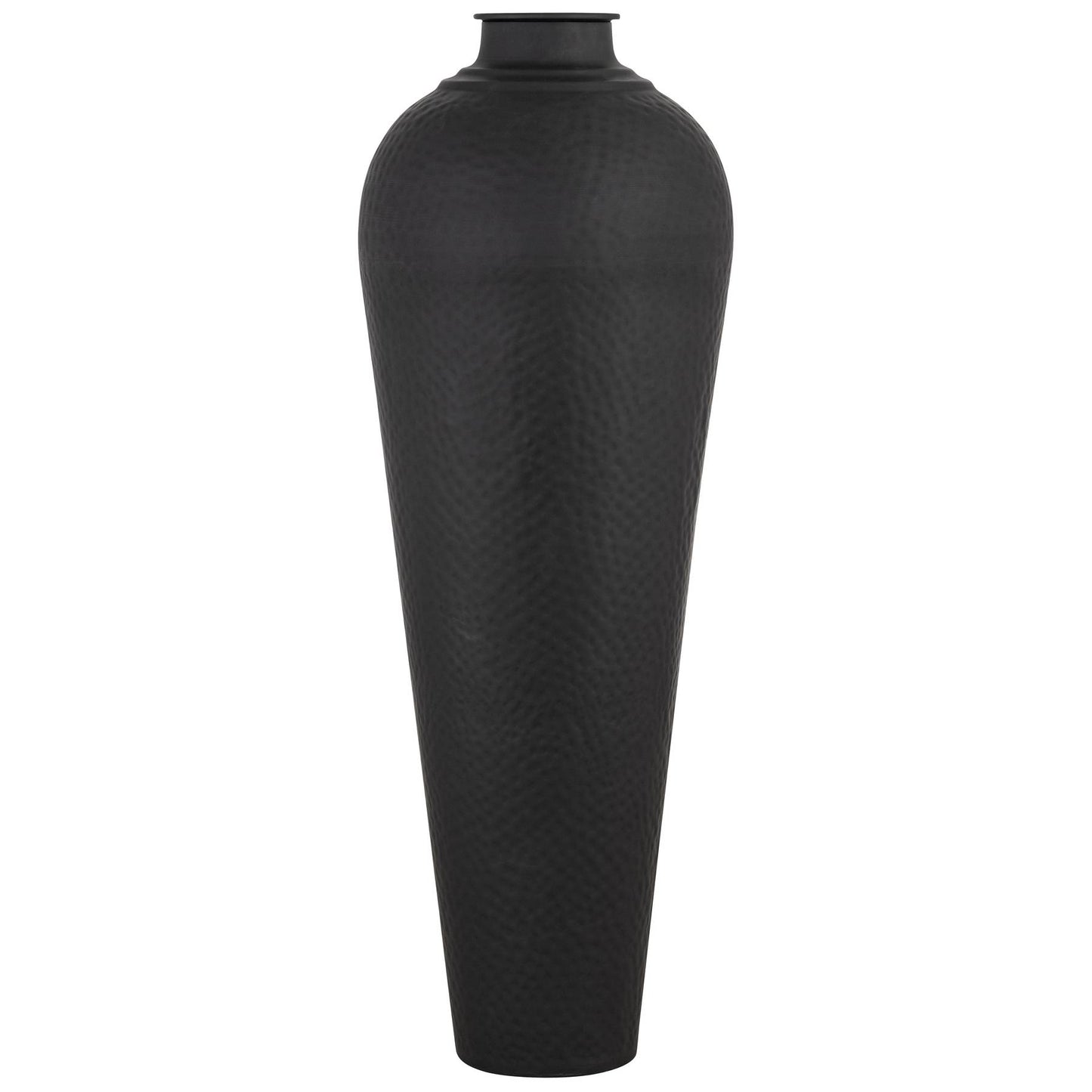 Matt Black Hammered Vase With Lid Large