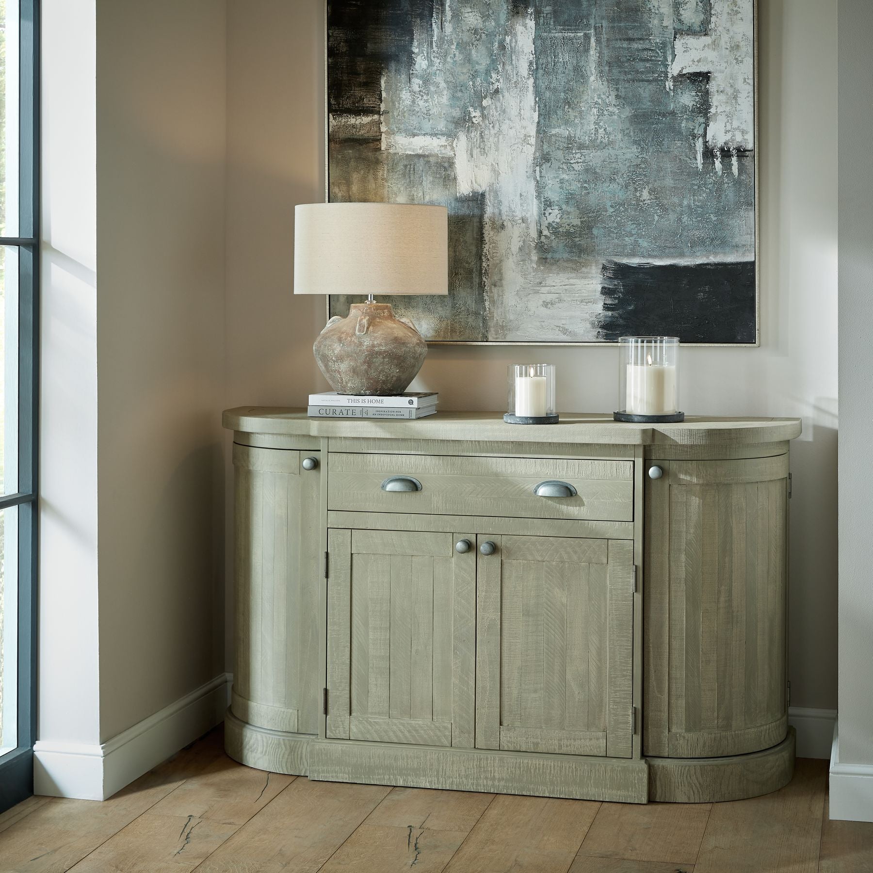 Adriel Grey Hurricane Lantern Large -  - Hill Interiors -