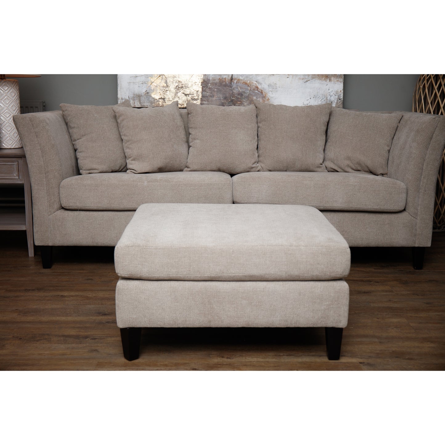 Violet Ottoman Footstool Taupe