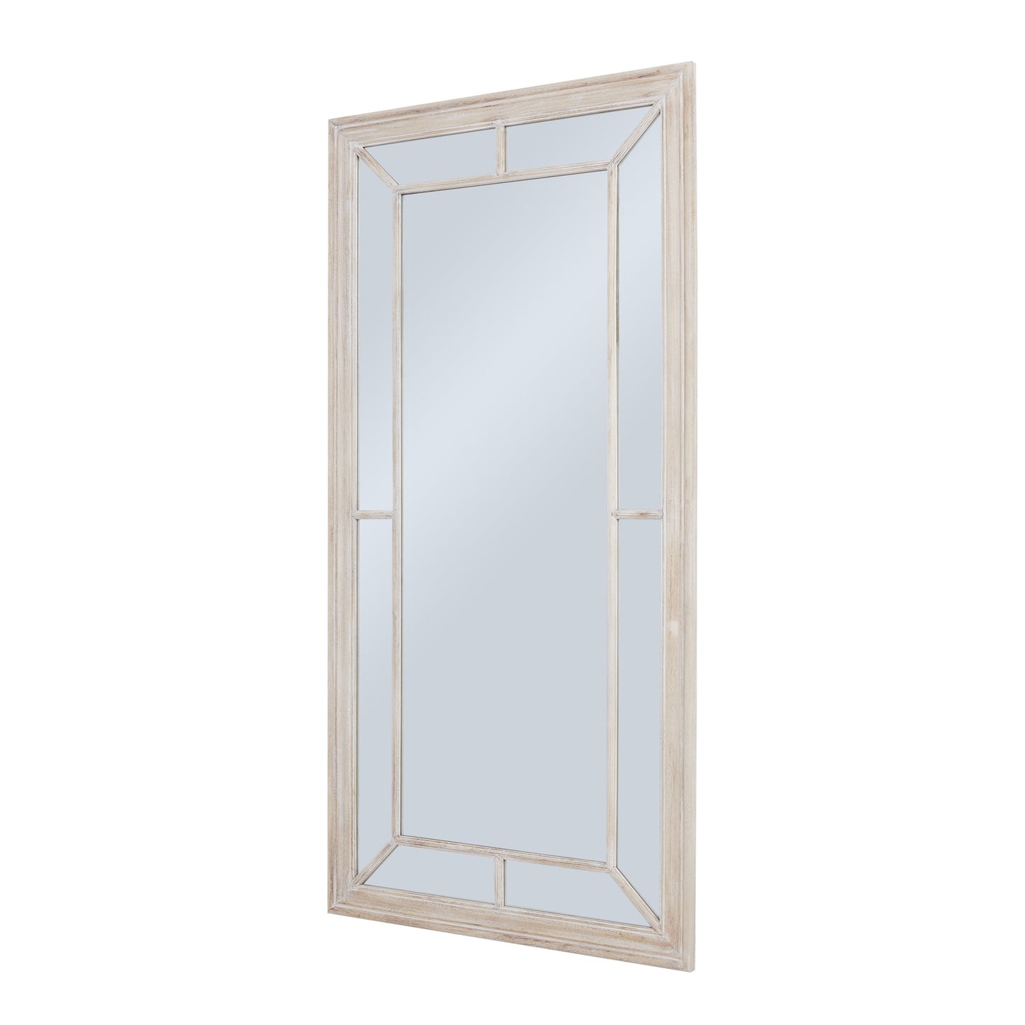 Washed Wood Framed Window Mirror Large