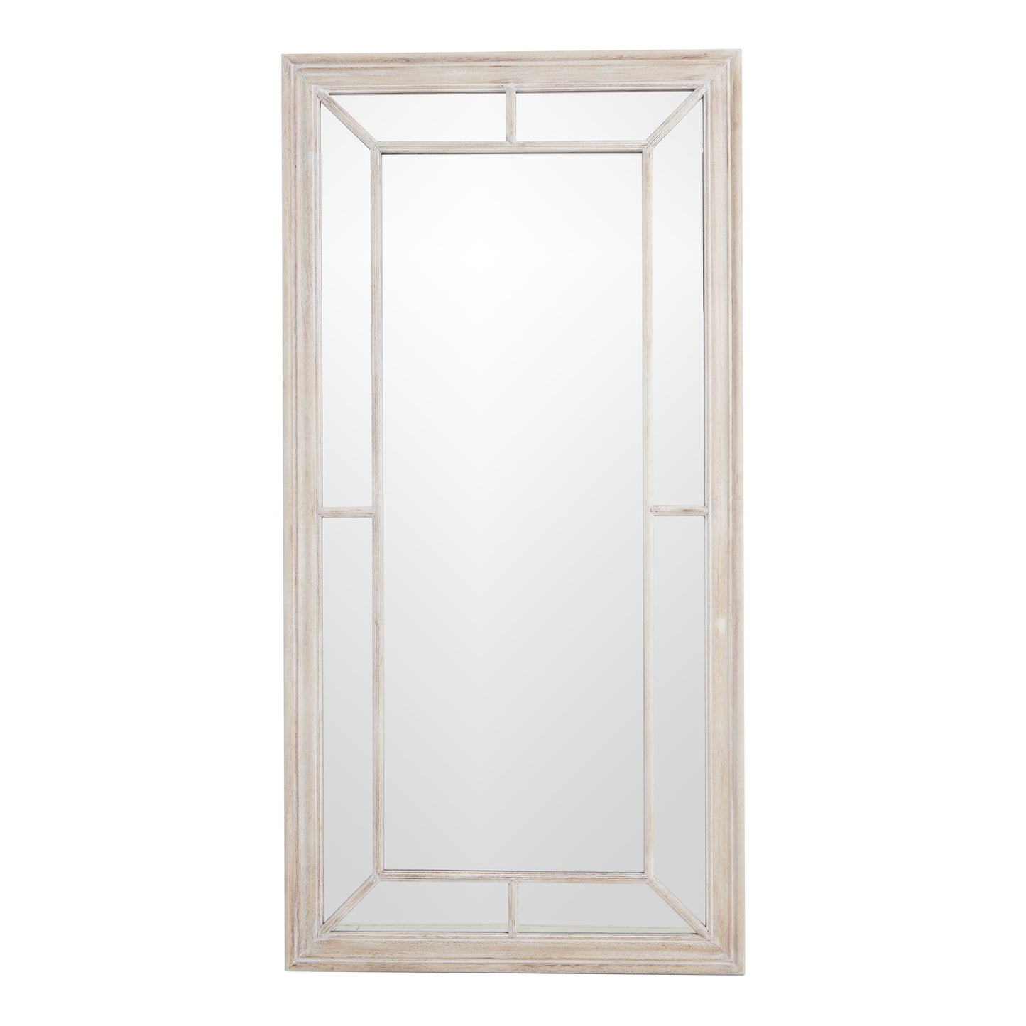 Washed Wood Framed Window Mirror Large