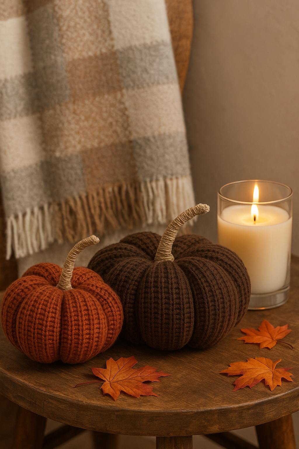 Autumnal Knitted Pumpkin Rust