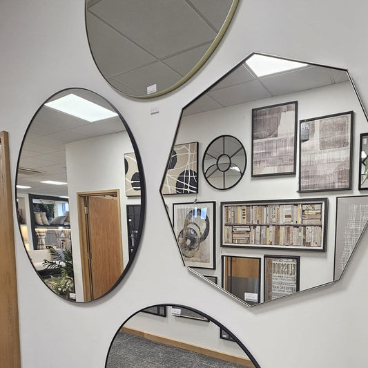 Copley Large Round Mirror Black - MIRRORS - Gallery Direct -