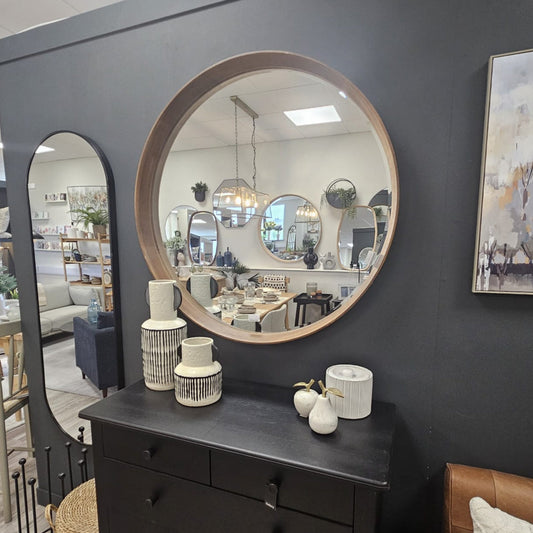Dune Round Mirror Walnut Large