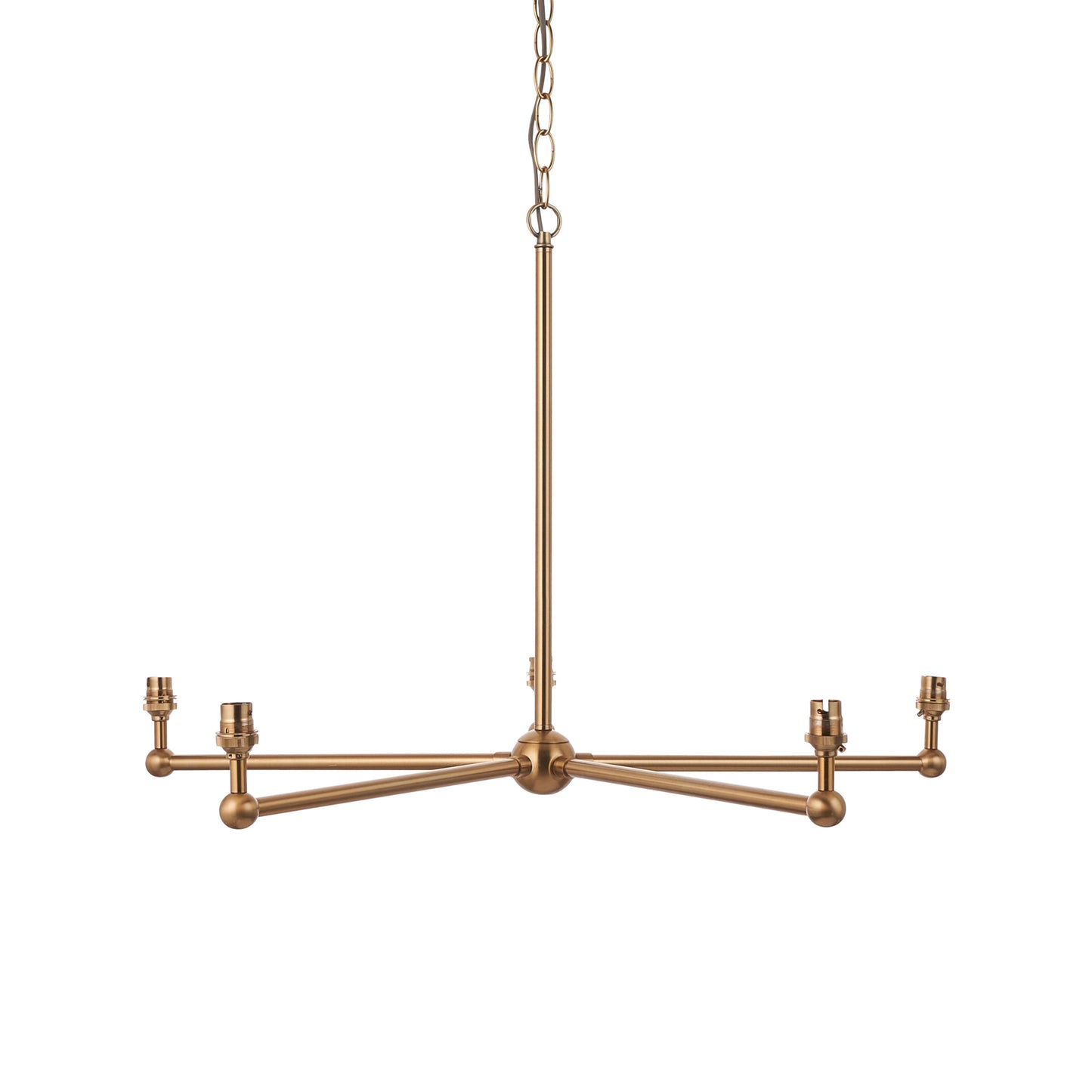 Long 5 Light Pendant Aged Brass