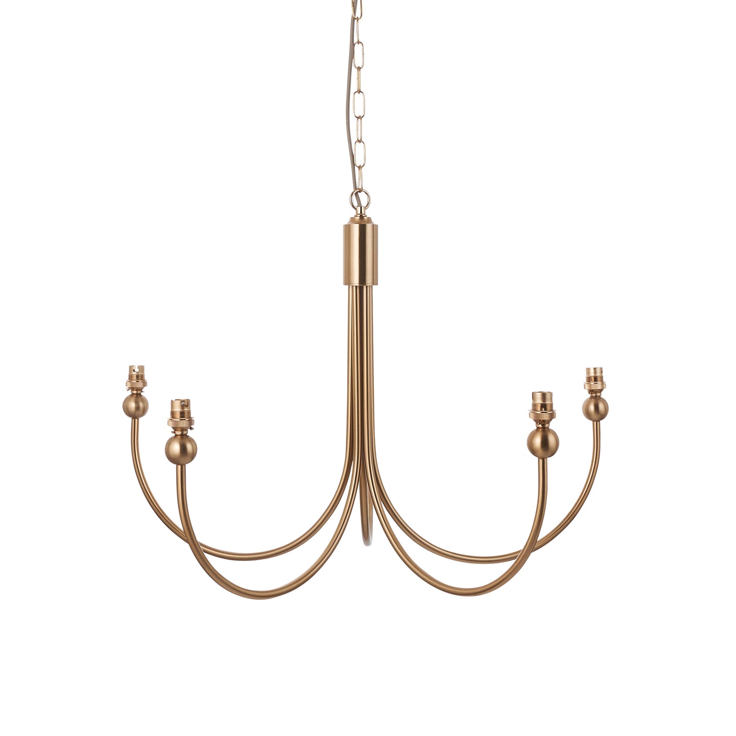 Long 5 Light Curved Pendant Aged Brass