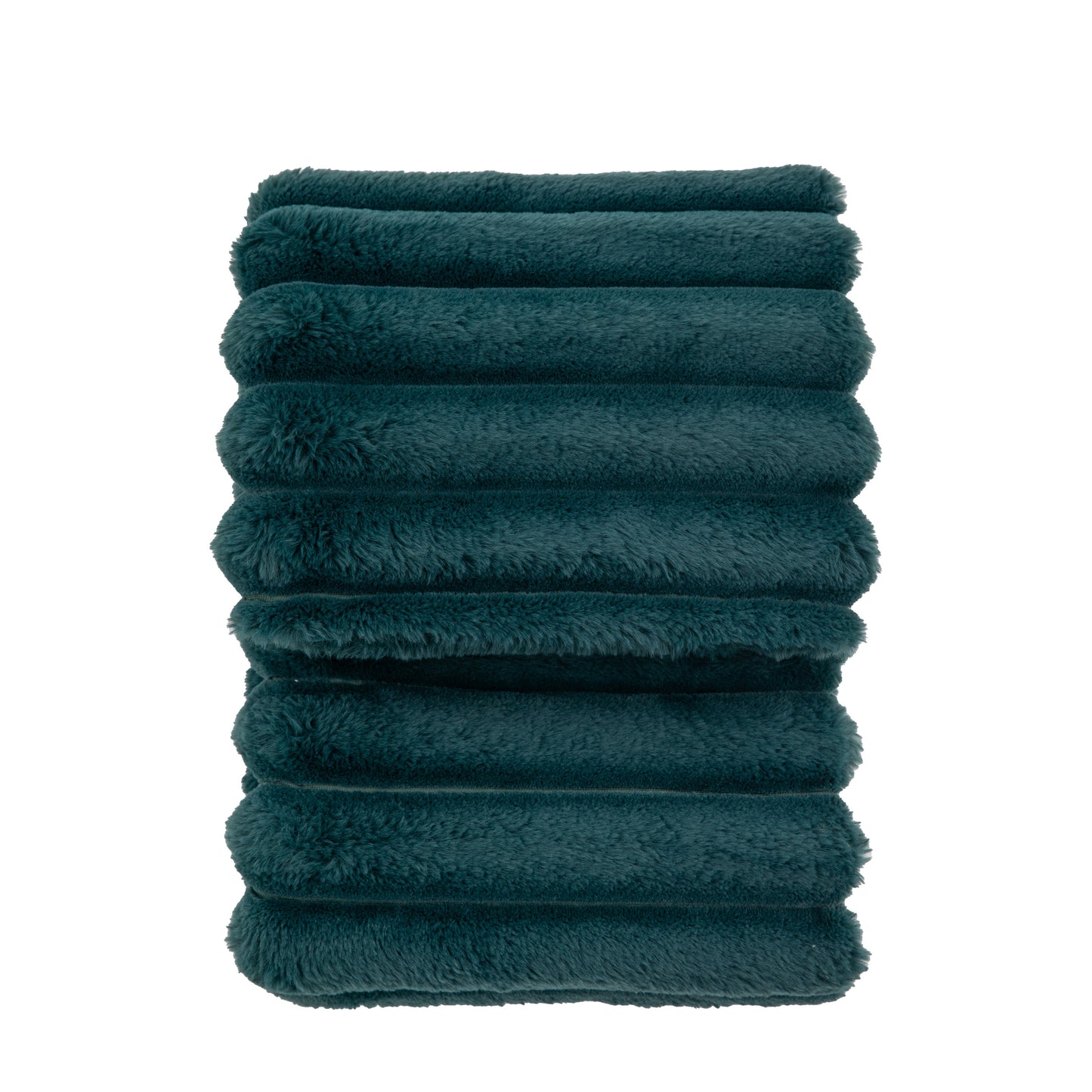 Cosy Ribbed Faux Fur Throw Teal