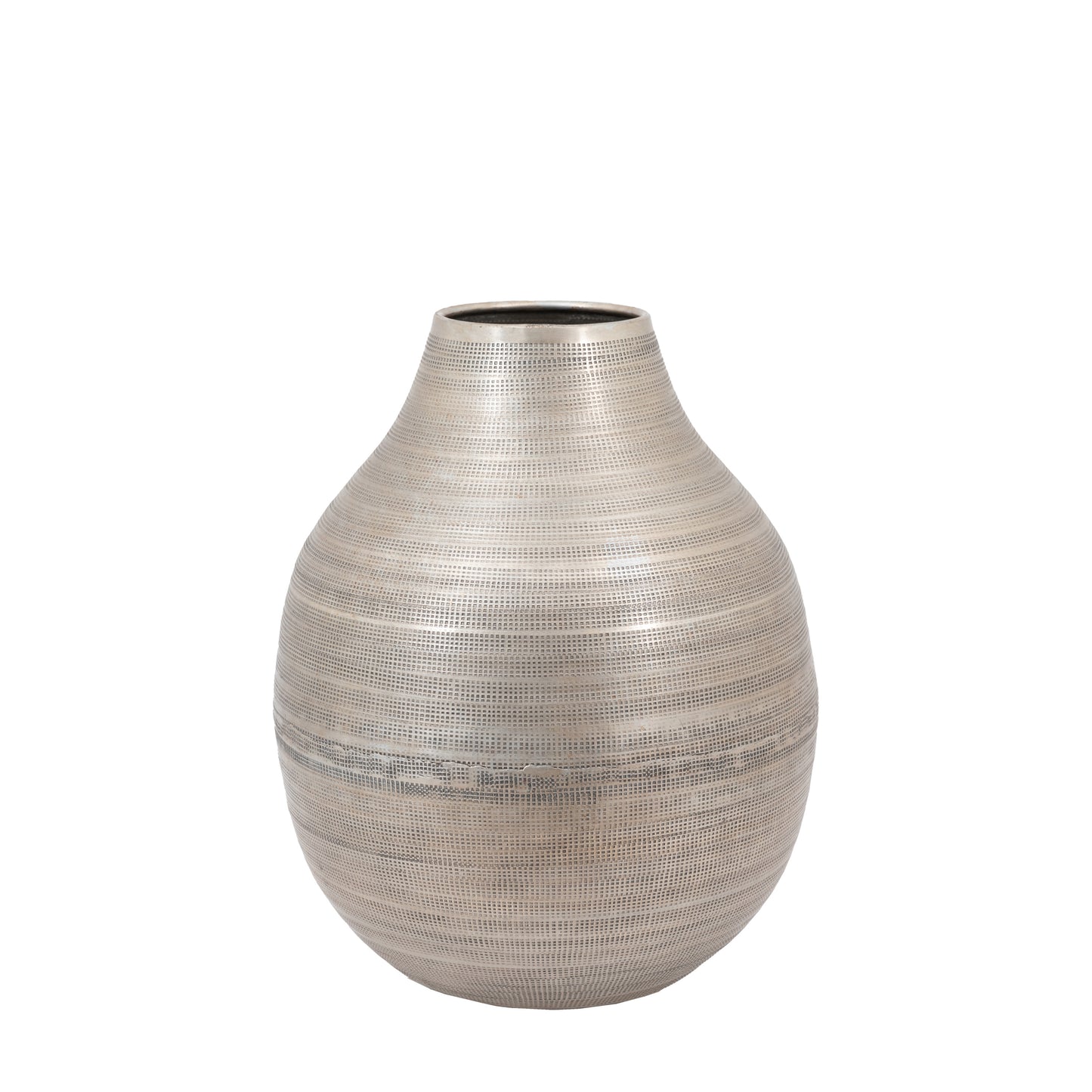 Zaley Hammered Metal Vase Silver Small