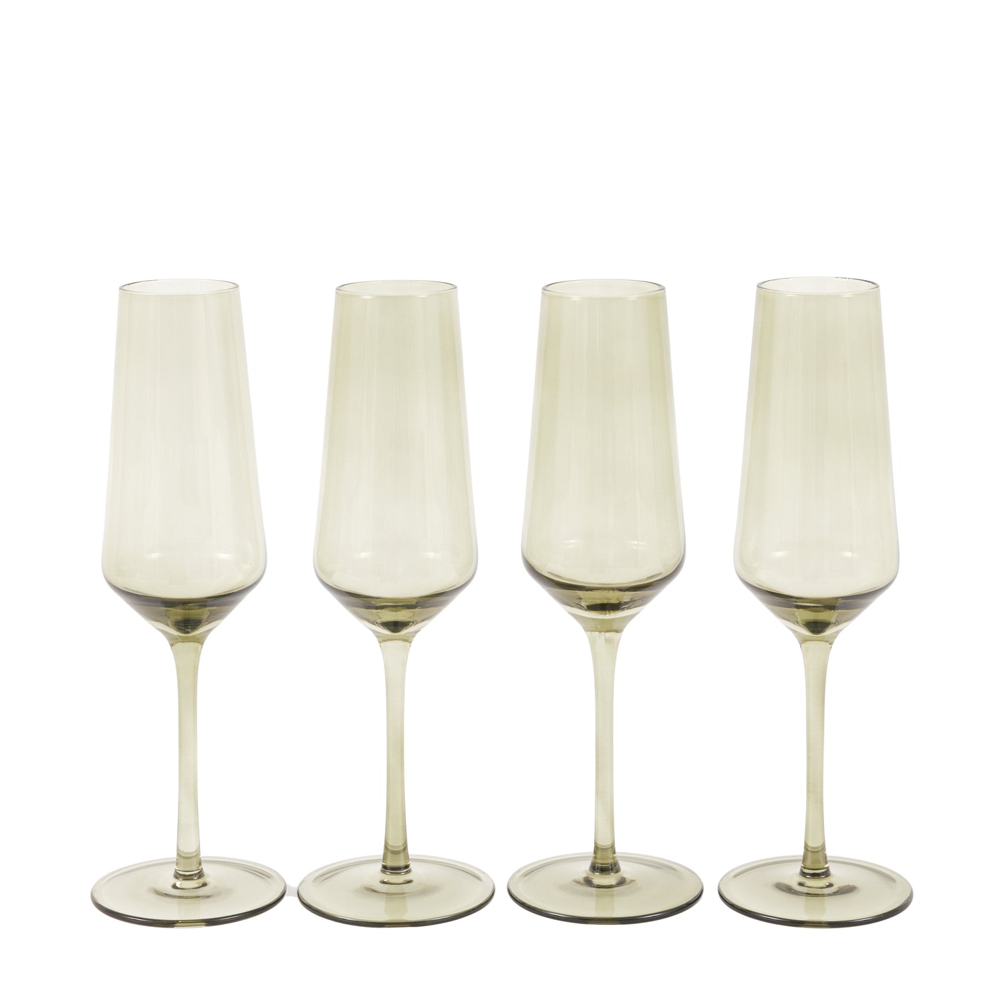 Olive Green Flute Glass Set of 4