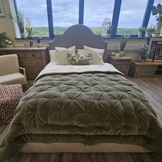 Luxe Velvet Bedspread Green - BEDSPREADS - Gallery Direct -