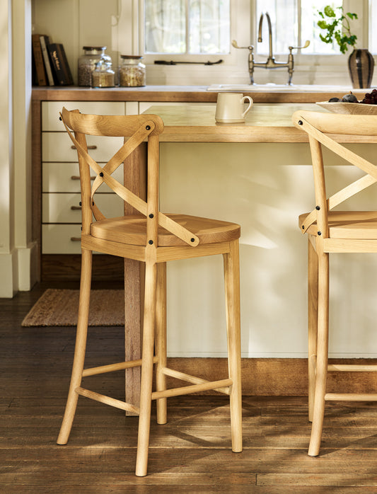 Ferndale Cross Back Bar Stool Natural - Bar Tables & Stools - Garden Trading -
