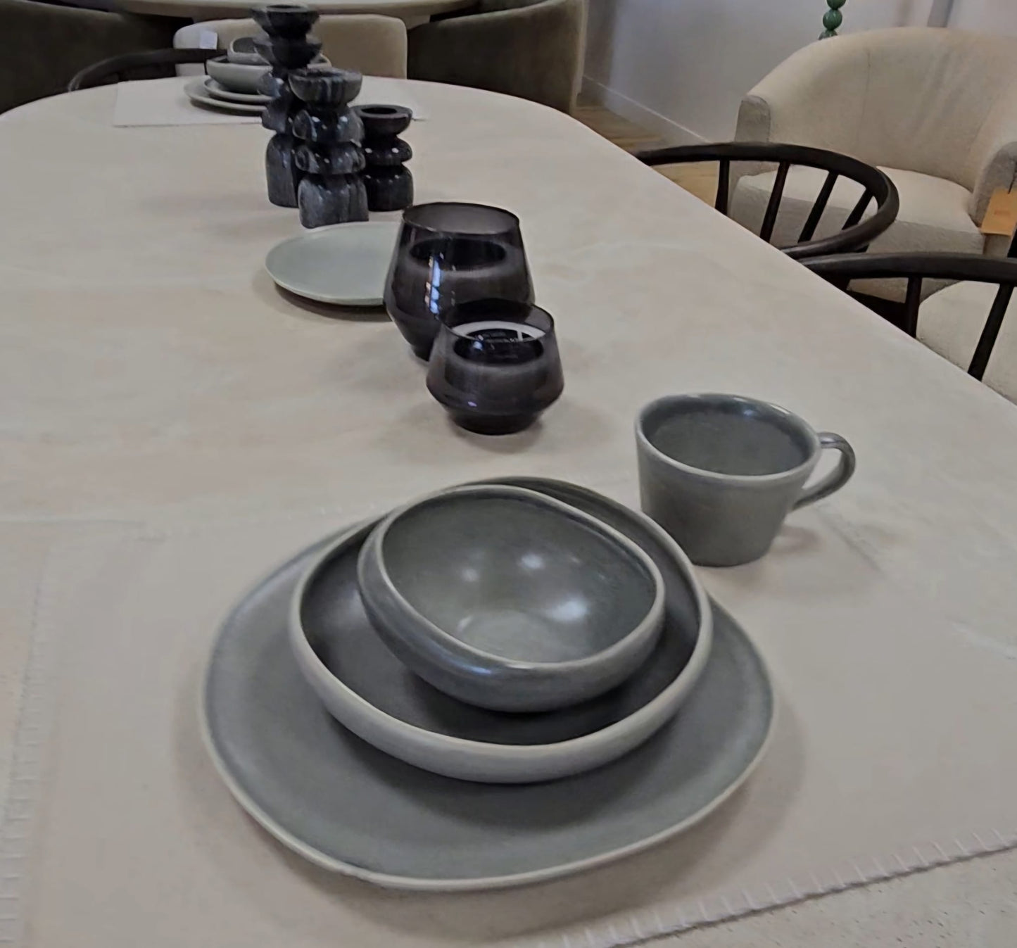 Gennith Glaze Dinner Plate Dove Grey set of 4