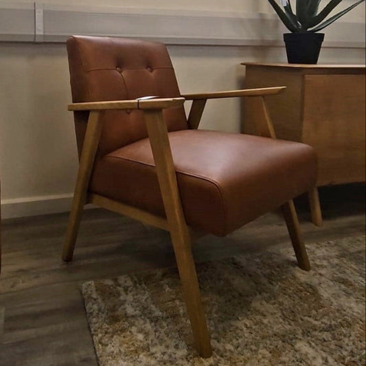 Brooke Armchair Antique Brown Leather - ARMCH - Gallery Direct -