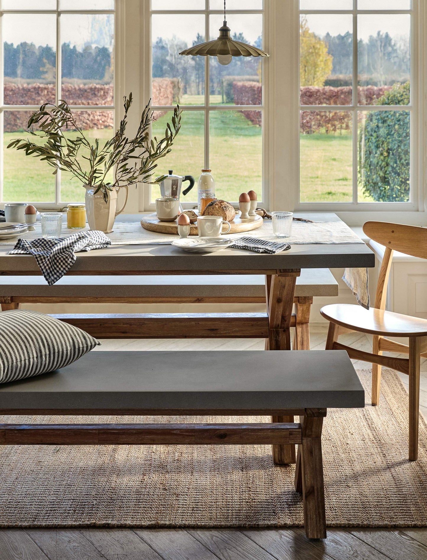 Burford Table & Bench Set Small Natural