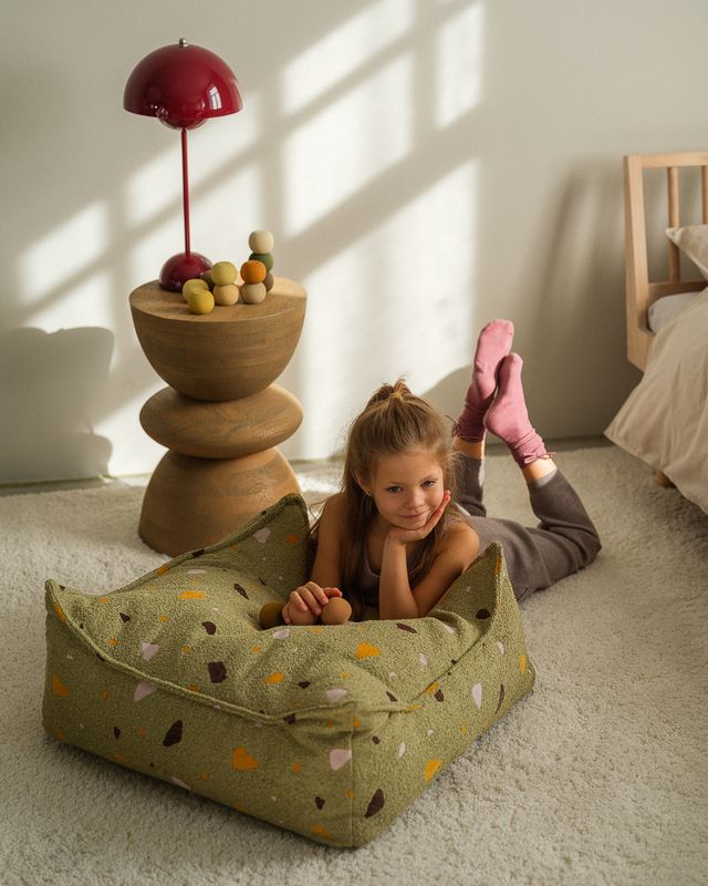 Wigiwama Terrazzo Square Ottoman - Green