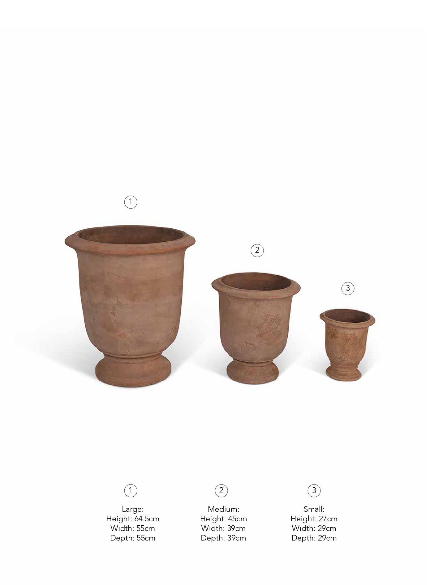 Ubley Planters Set of 3 Terracotta