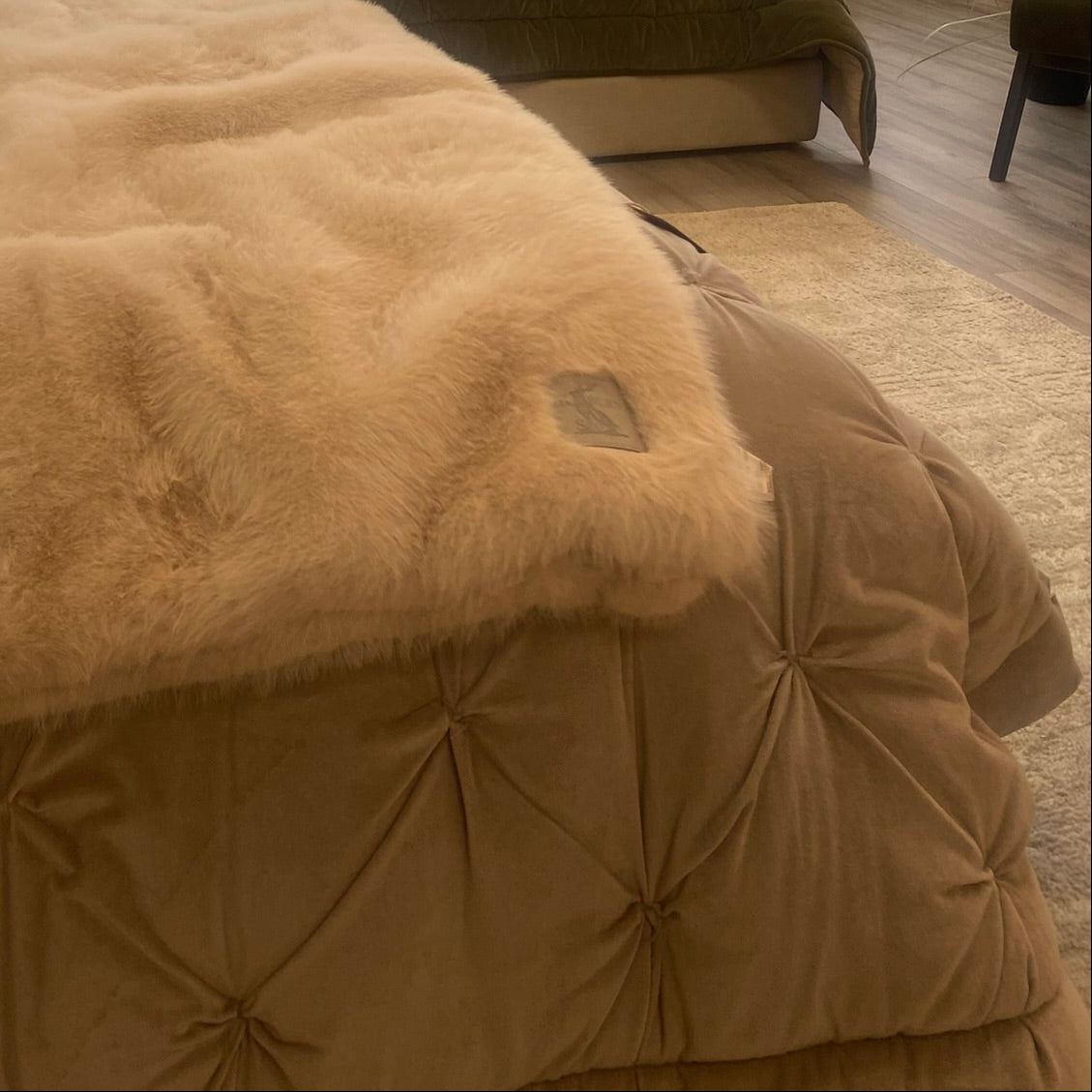 Luxe Velvet Bedspread Natural