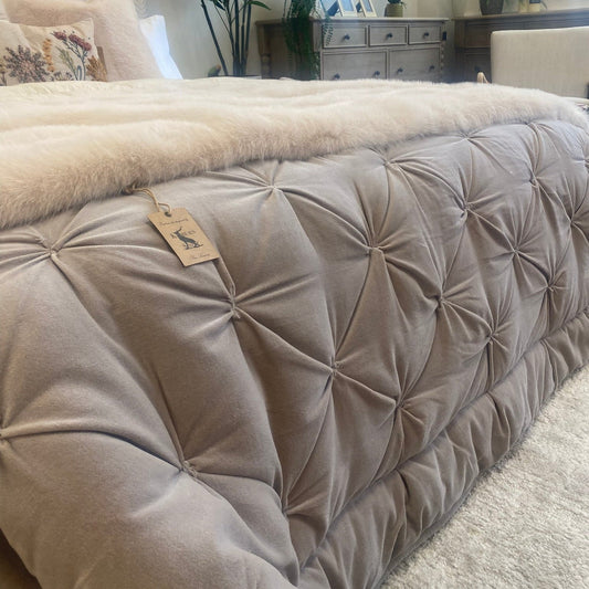 Luxe Velvet Bedspread Natural - BEDSPREADS - Gallery Direct -