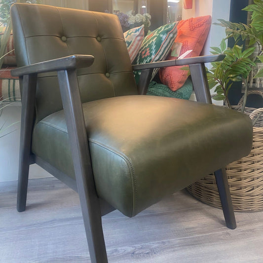 Brooke Armchair Heritage Green Leather - ARMCH - Gallery Direct -