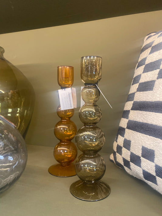 Amber Glass Candlestick - CANDLES - Gallery Direct -