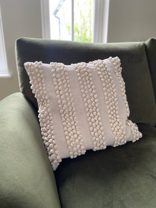 Mary Textured Cushion Cream - CUSHIONS - Gallery Direct -