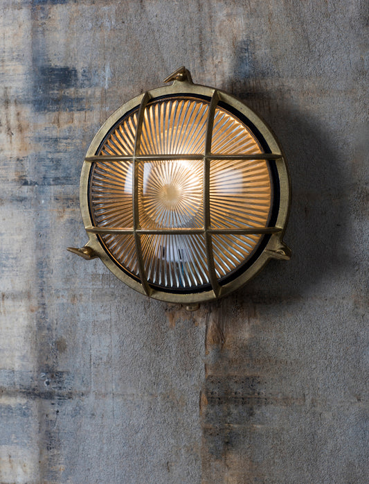 Devonport Round Bulk Head Light Brass - Wall Lights - Garden Trading -