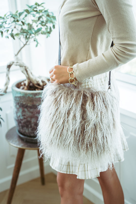 Jasmin Muff Bag Taupe Snow Top