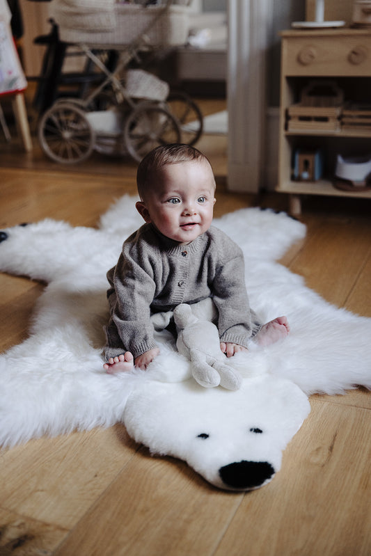 Polar Bear Sheepskin Rug 130x80 cm