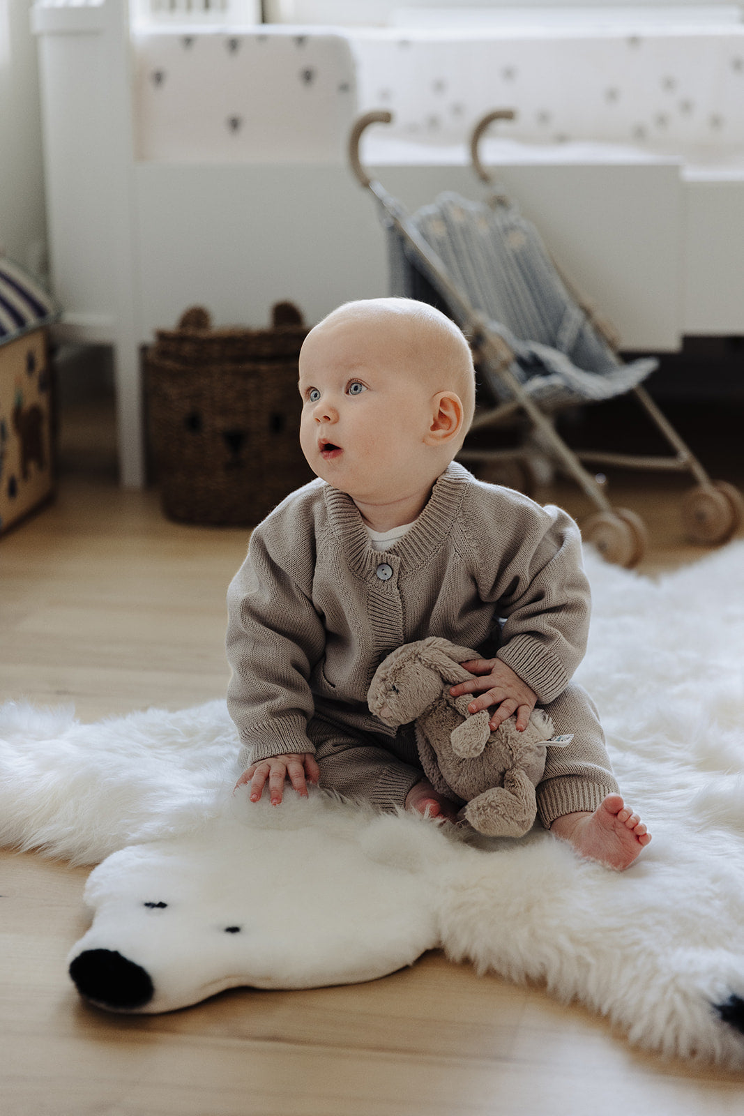 Polar Bear Sheepskin Rug 130x80 cm