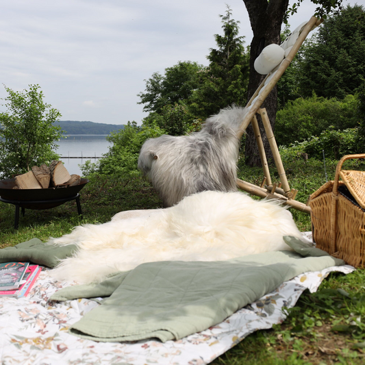 Icelandic Sheepskin Rug/Throw Natural Grey 120+ cm - - NATURES COLLECTION -