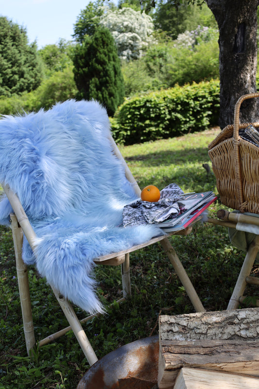 New Zealand Sheepskin Long Wool Rug/Throw Summer Sky