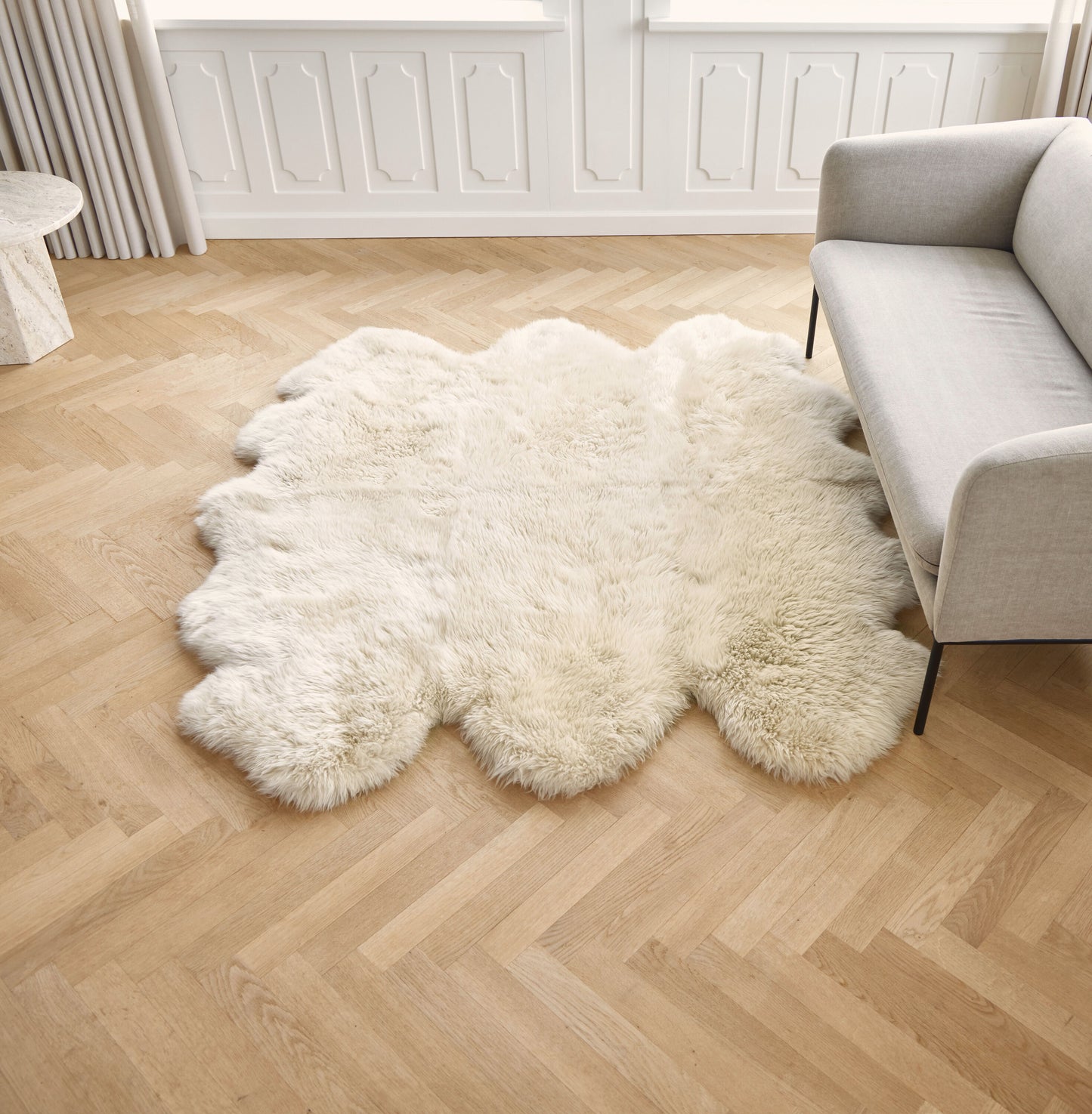 New Zealand Sheepskin Long Wool Rug Linen Extra Large