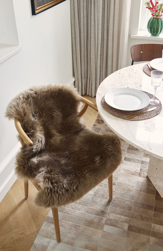 New Zealand Sheepskin Long Wool Rug/Throw Taupe