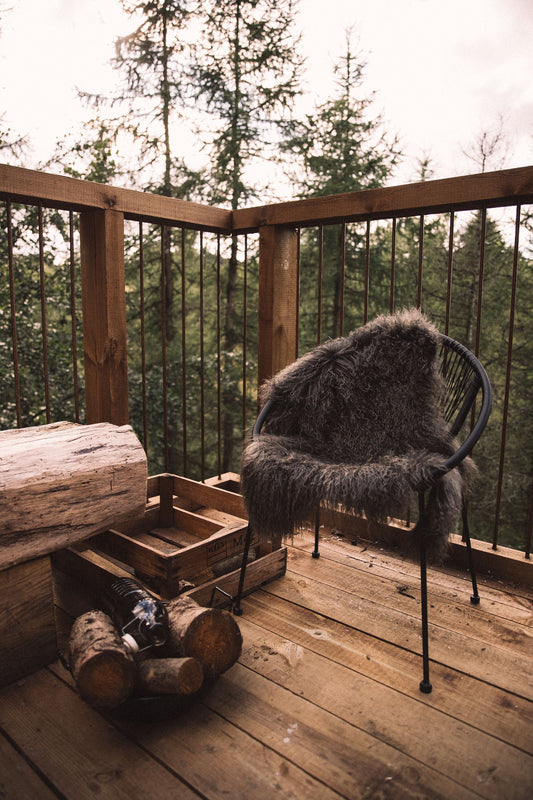 Curly Sheepskin Rug/Throw Brown Grey Large - - NATURES COLLECTION -