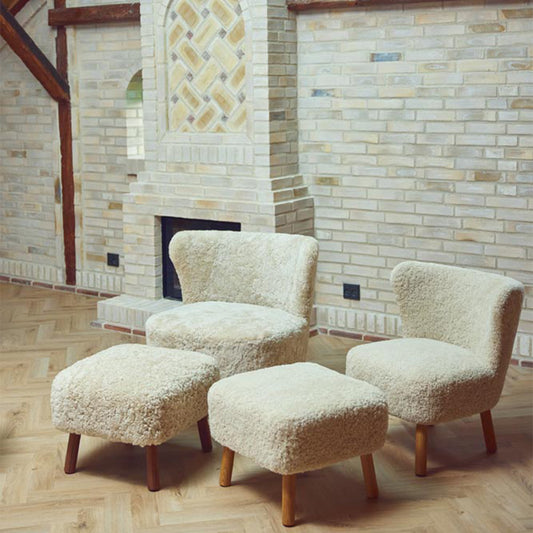 Emily Foot Stool Pearl Walnut Legs