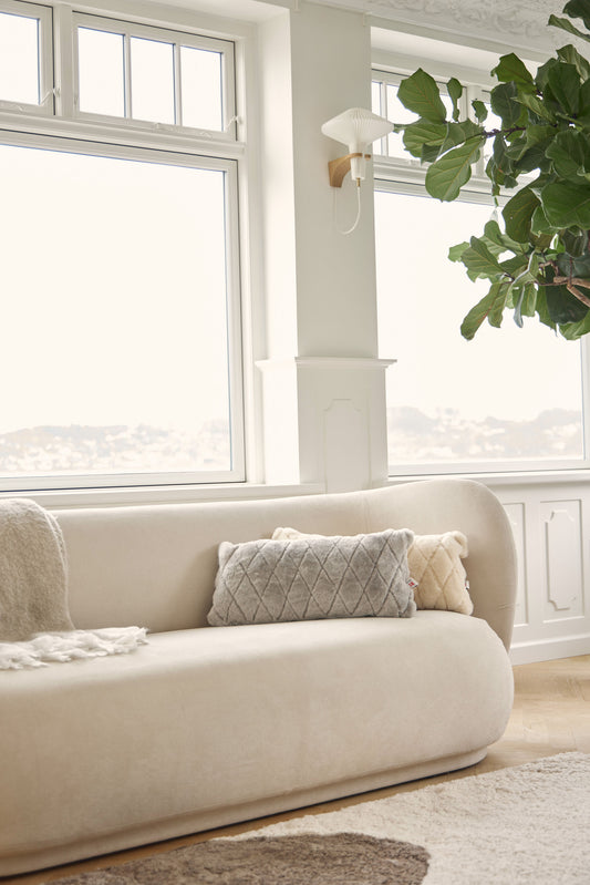 Moccasin Checked Cushion Doublesided Silver Grey Medium