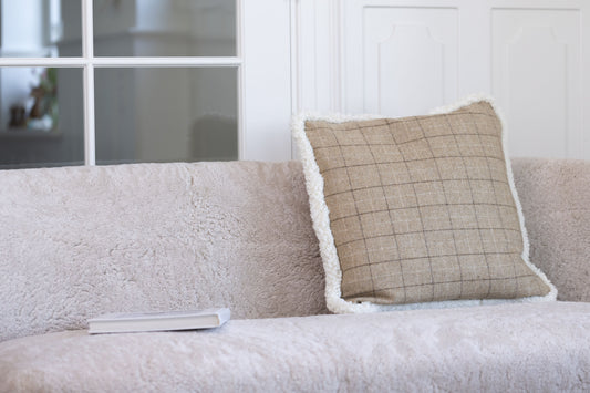 Single Side Short Trim Cushion Oatmeal-Beige Ivory Large