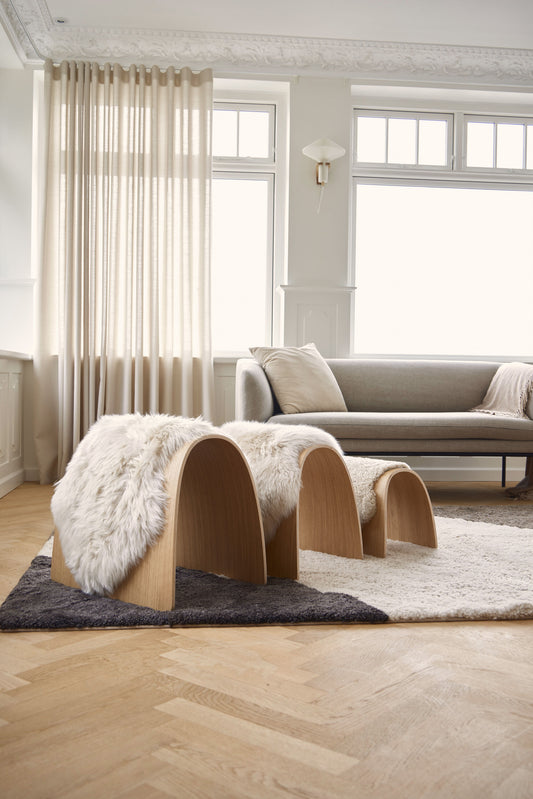 Sheep Stool Cover Long Wool Linen Medium