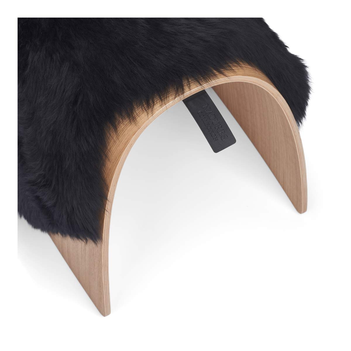 Sheep Stool Cover Long Wool Black Medium